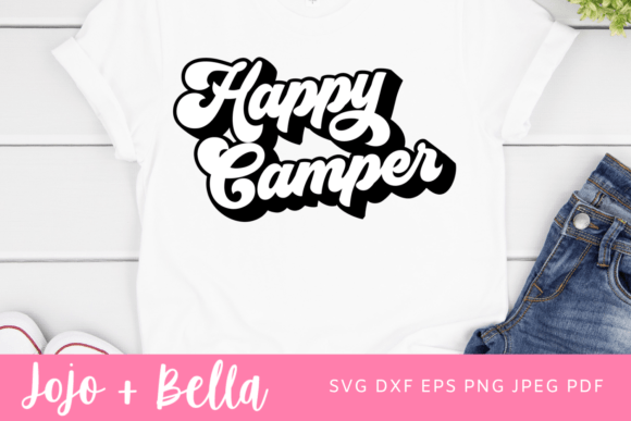 Happy Camper Retro SVG Graphics for Crafts
