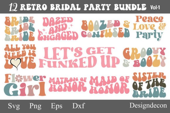 Retro Bridal Party Sublimation Bundle: Graphics for Crafts & Branding